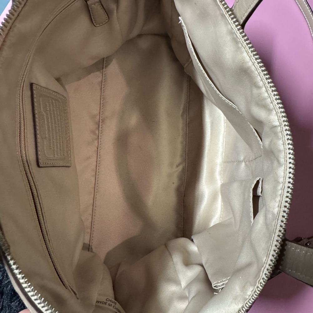 EOC Coach Metallic Beige Leather Satchel - Picture 3 of 13